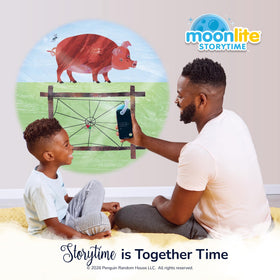 Moonlite Starter Pack contents on a bedside table for cozy storytime