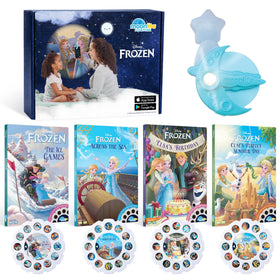 Moonlite Storytime Starter Pack wall projection in a cozy bedroom for calming bedtime storytelling.