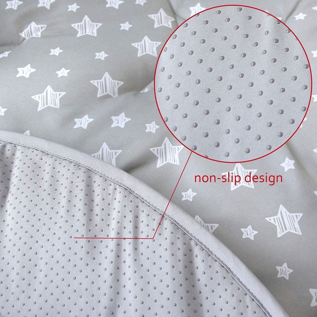 Moonsea anti-slip bottom close-up shows floor-friendly stability.