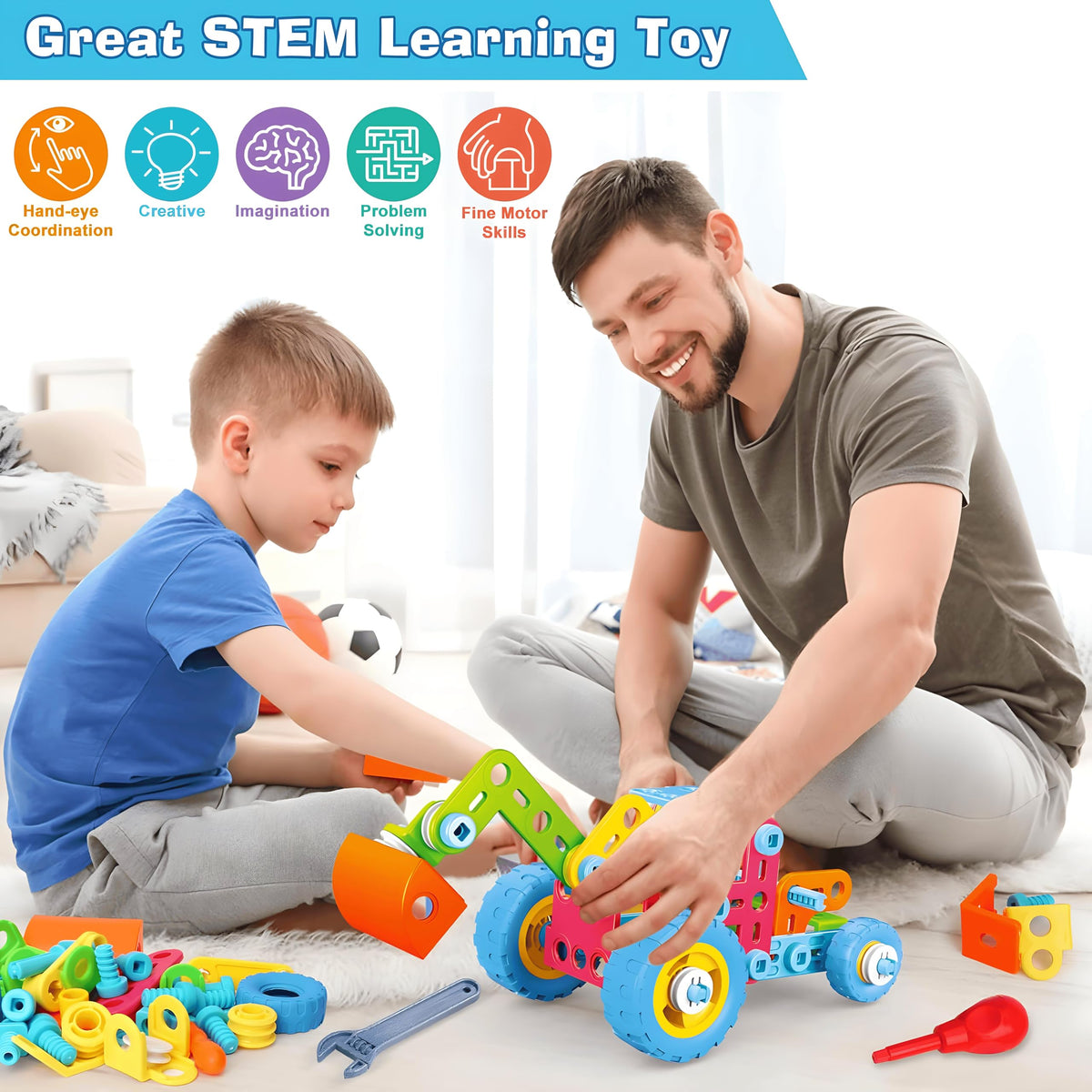 MOONTOY building blocks enable family-friendly construction fun.