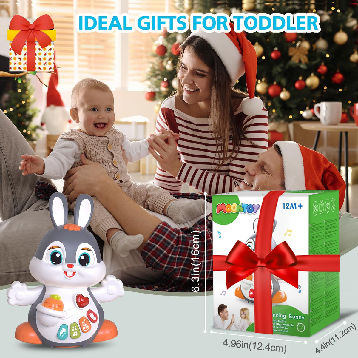 MOONTOY dancing rabbit supports early exploration during sit-to-crawl play.