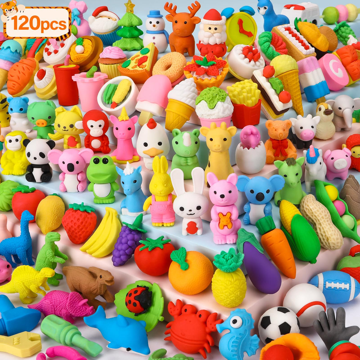 Moosia animal pencil erasers pack featuring bright animals for quick corrections