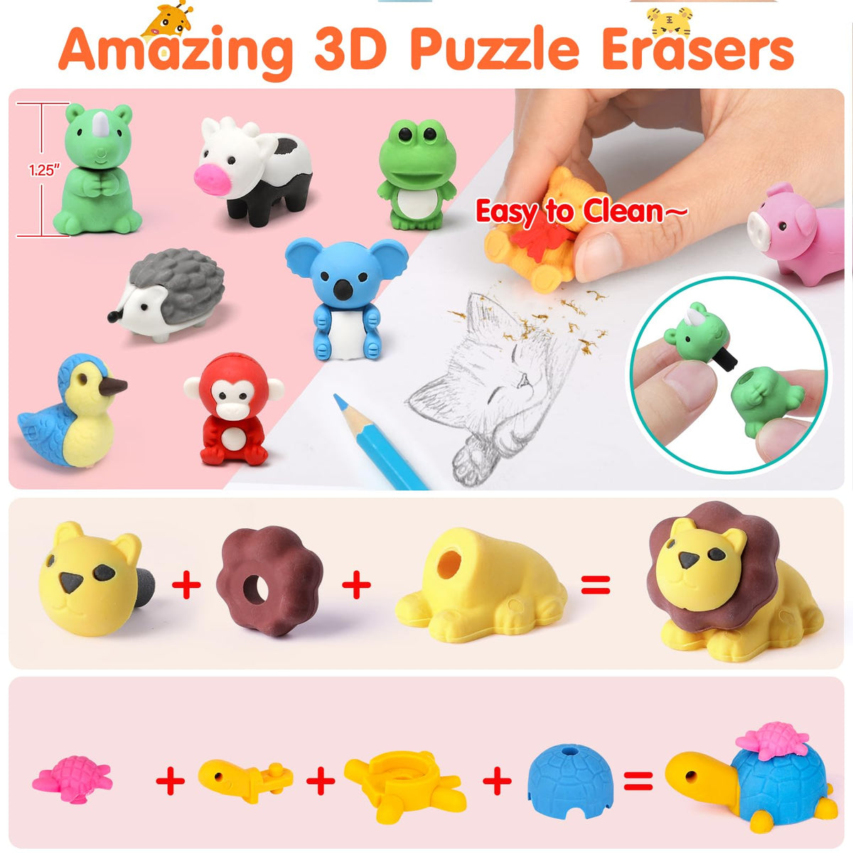 Moosia bulk party favors pencil erasers transform gift bags with color and fun.