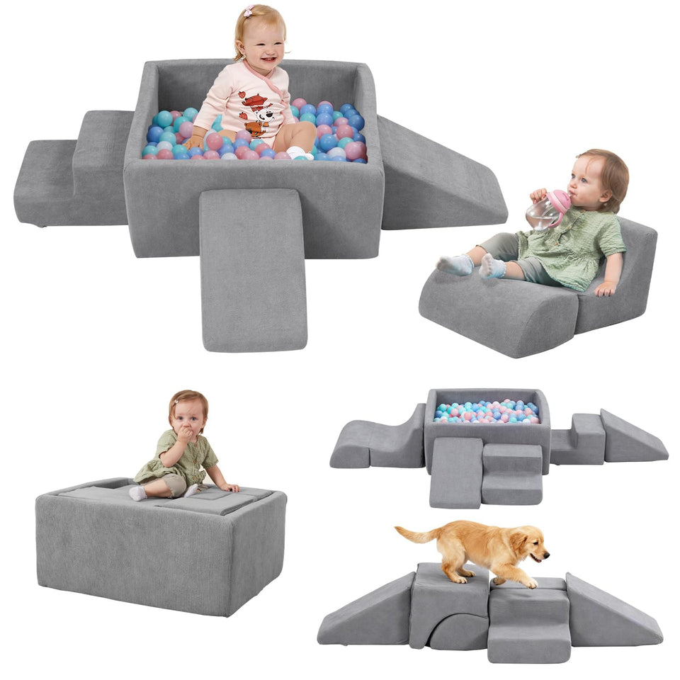MOOZHEALTH baby climbing blocks ball pit setup for safe indoor play