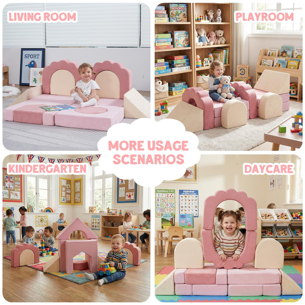 MOOZHEALTH beige floral-core pieces invite stacking play.