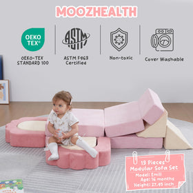 MOOZHEALTH beige sloped ramps encourage movement and balance.