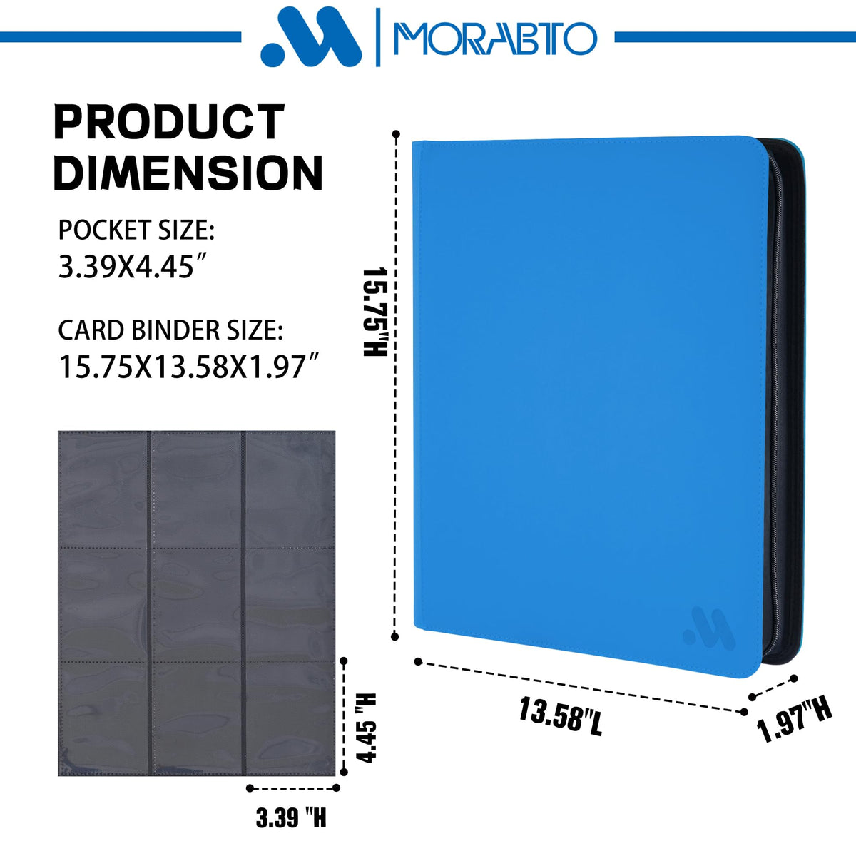 MORABTO binder showing 18 double-sided pages for easy access.