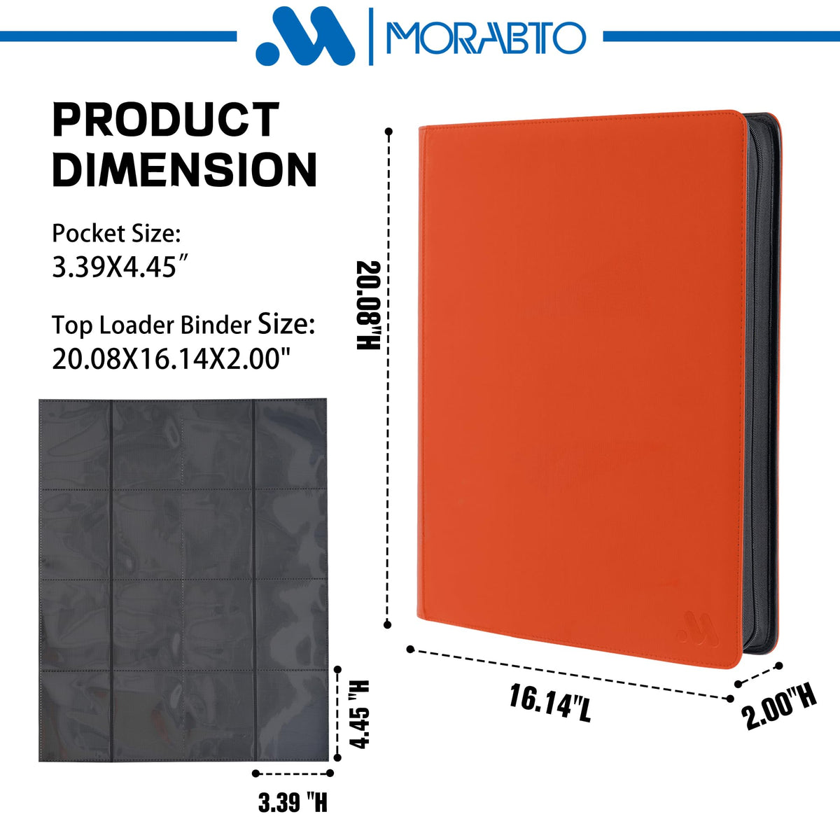 MORABTO binder fits 3x4 top loaders securely and neatly.