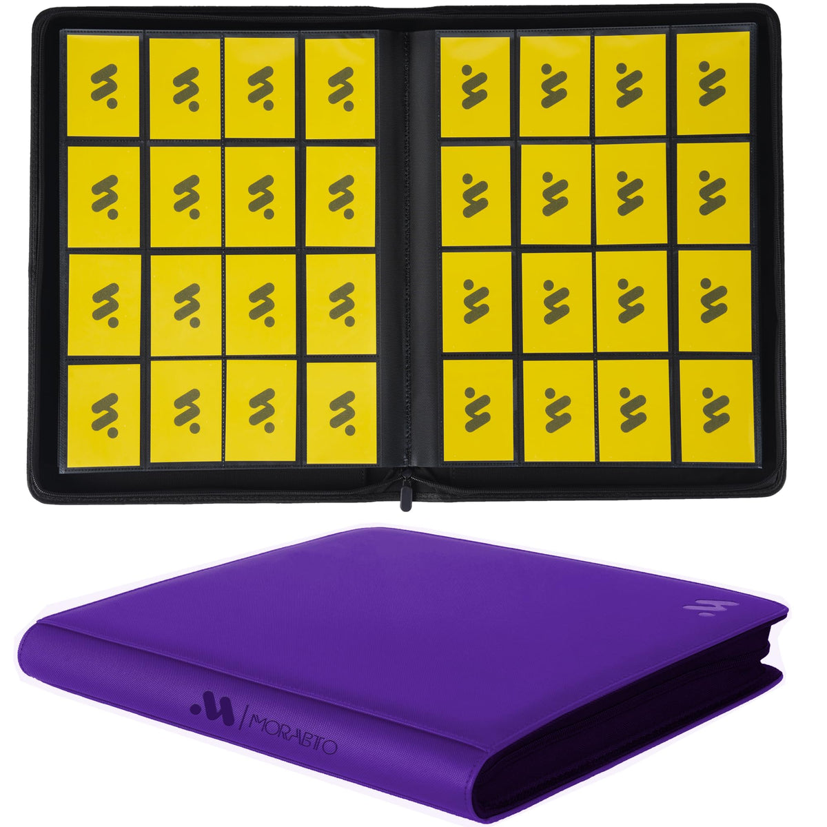 MORABTO Card Binder dark purple front cover provides sturdy protection for cards on the go.