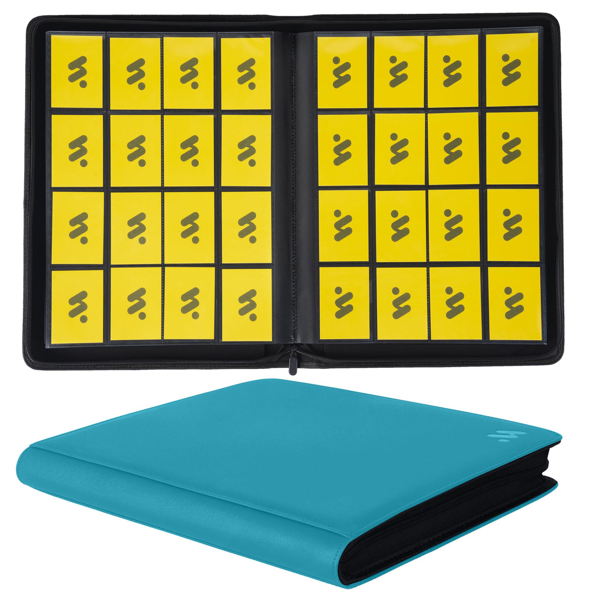MORABTO Premium binder teal front view highlighting 1000+ card capacity.