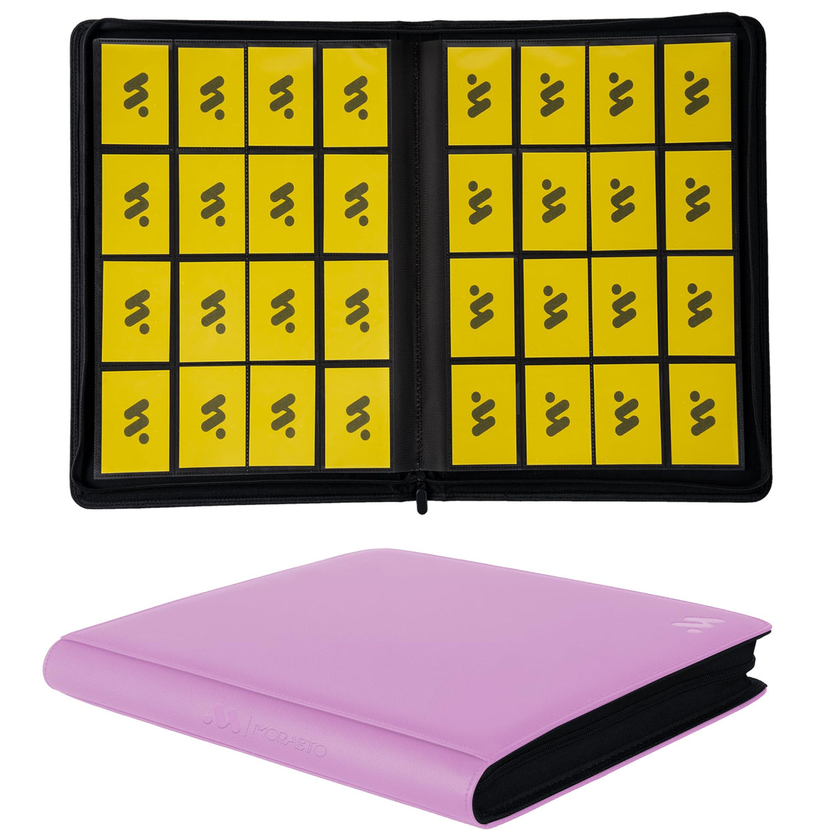 MORABTO Premium 1000+ Pockets Card Binder front cover in pink-purple for stylish storage.