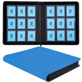 MORABTO top loader binder open with 18 pages for organized 324 cards.