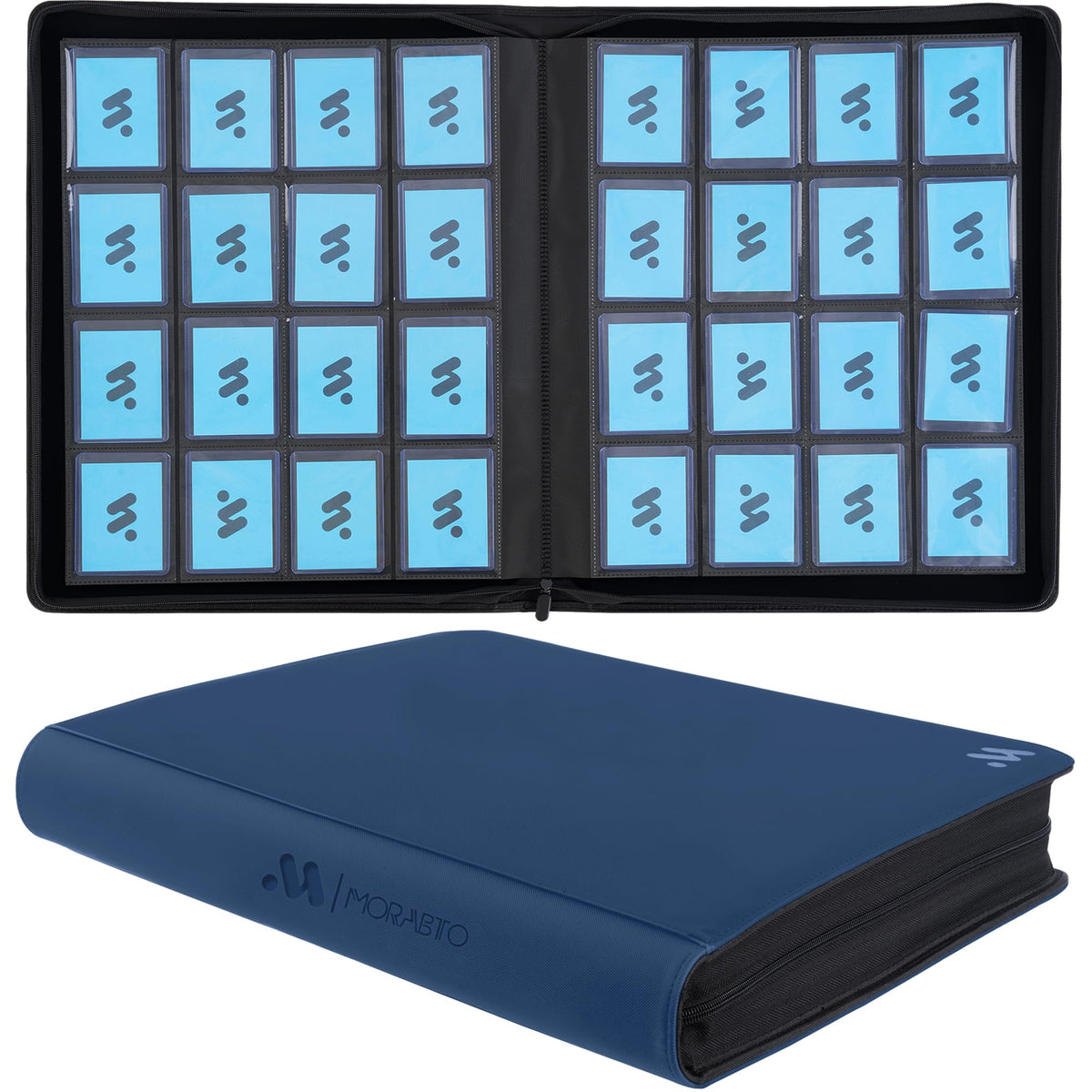MORABTO Top Loader Binder cover in blue showcases durable PU leather.