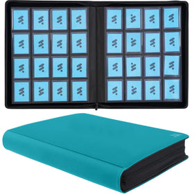 MORABTO top loader binder front cover in turquoise showing durable PU leather