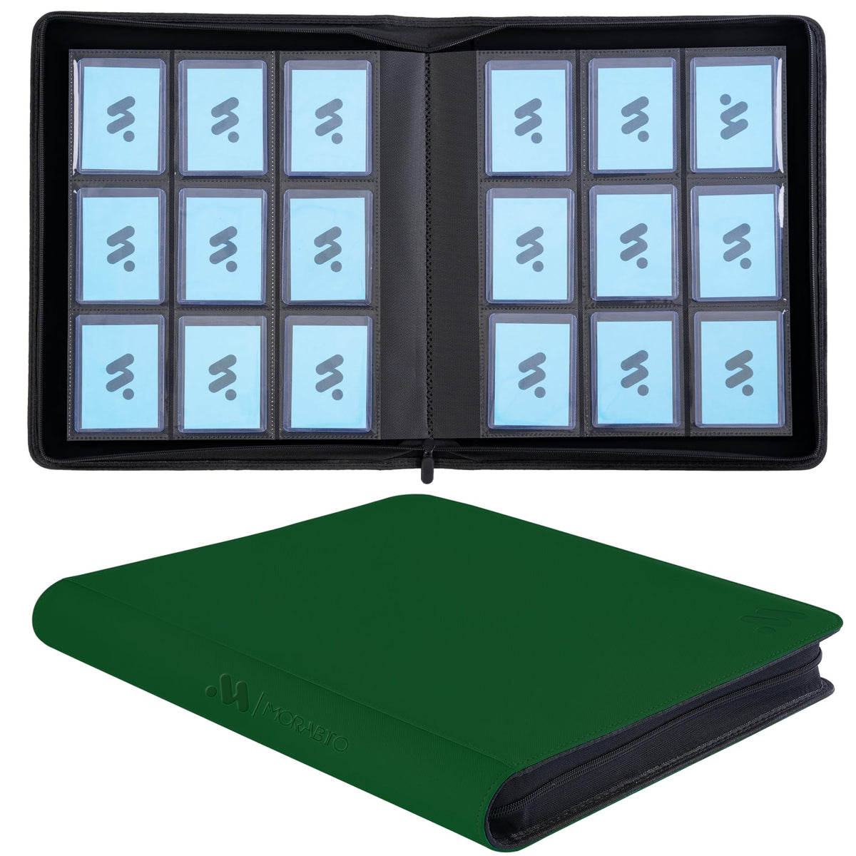 MORABTO Top Loader Binder front cover with durable green exterior.