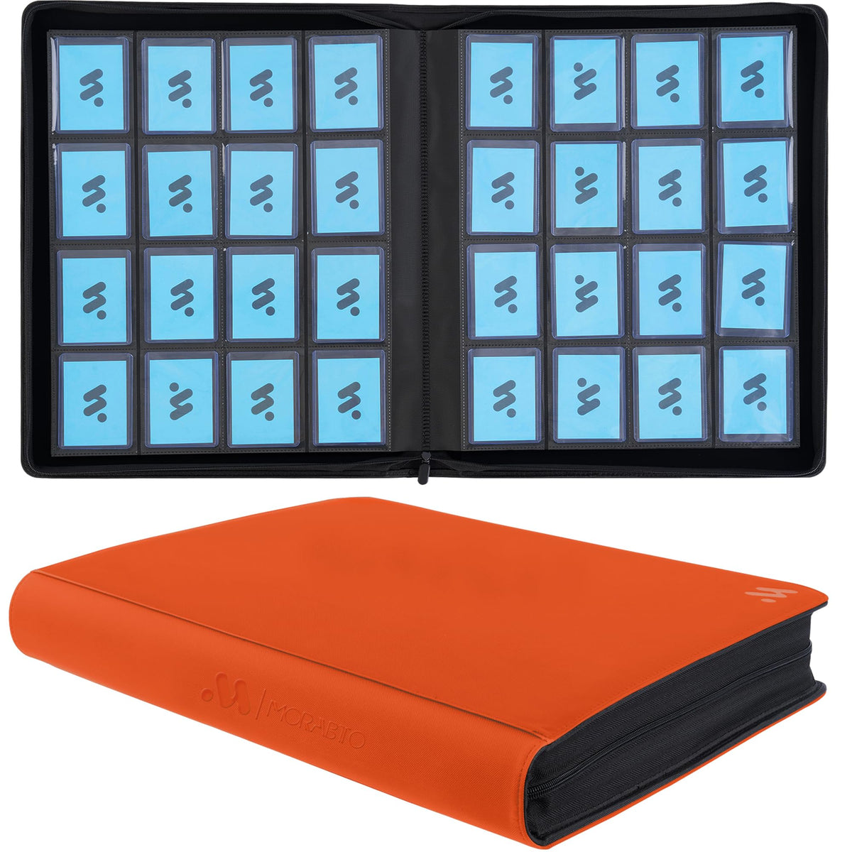 MORABTO orange top loader binder with large capacity for 640 cards.