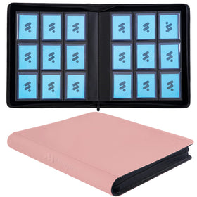 MORABTO top loader binder with pink cover keeps cards neatly organized