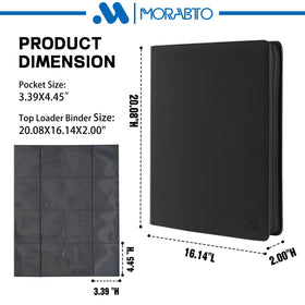 MORABTO top loader binder pocket detail showing 16 pockets per page for 640 cards