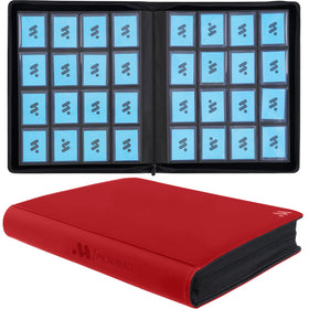 MORABTO top loader binder red cover demonstrates durable organization for 3x4 cards
