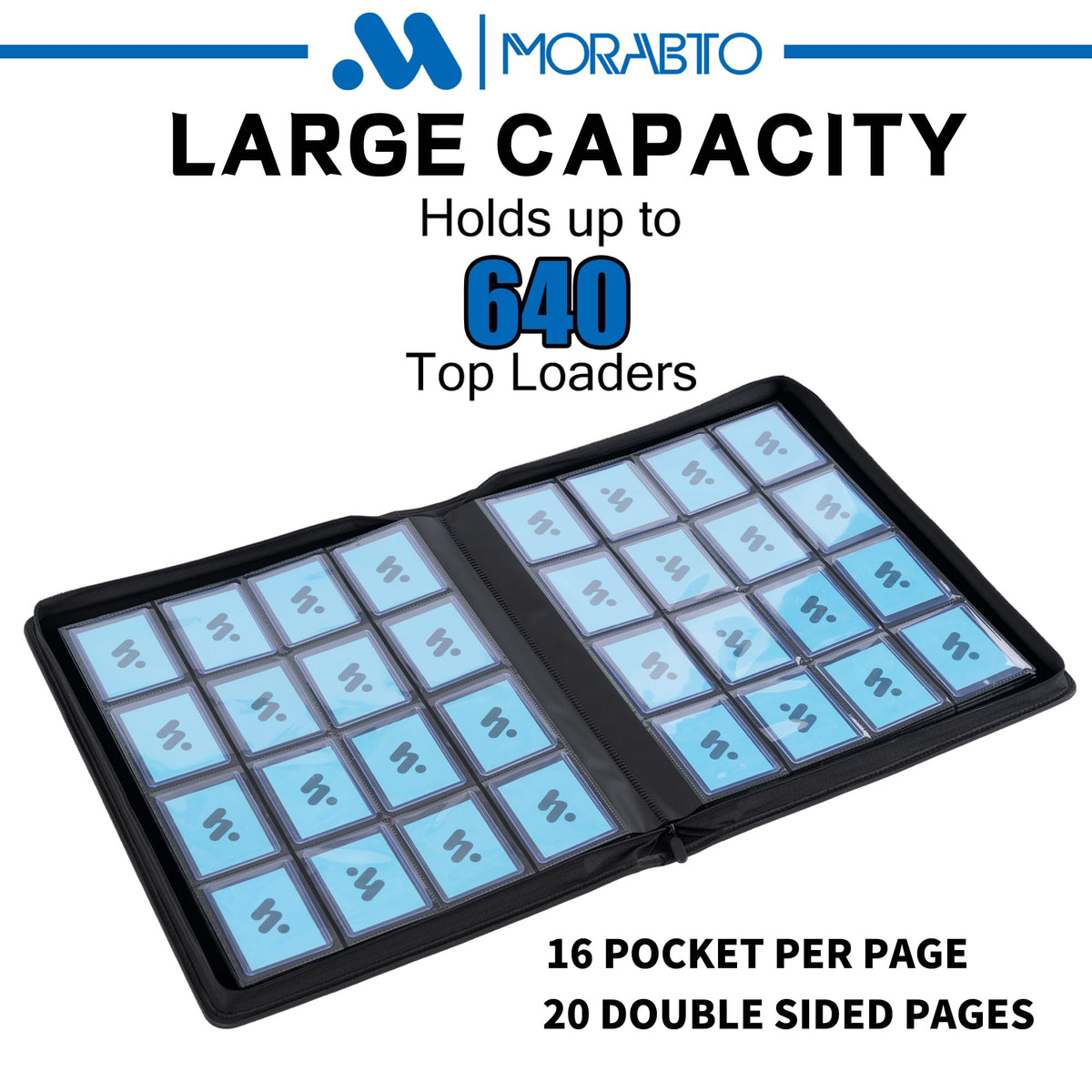 MORABTO top loader binder side-loading design for easy card insertion and secure fit