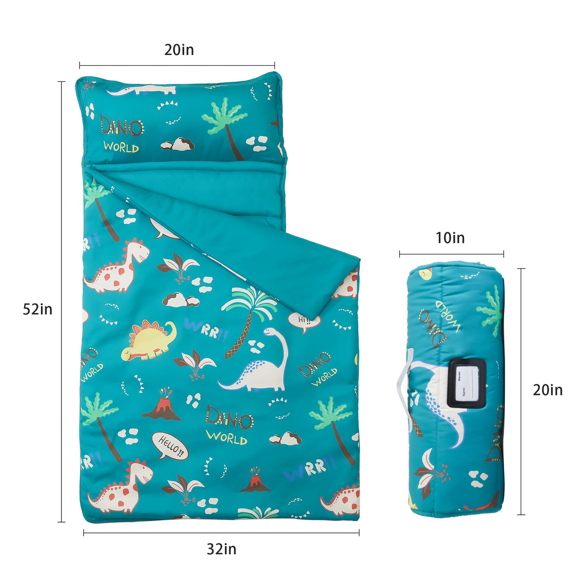MORAIS nap mat with dinosaur design for cozy preschool naps.