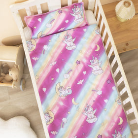Machine-washable fabric in cold water keeps colors bright after daycare days