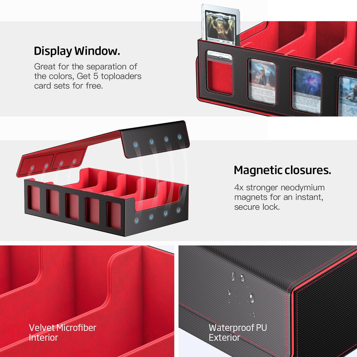 MORCCO 50 dividers for organizing by color, rarity, or deck type.