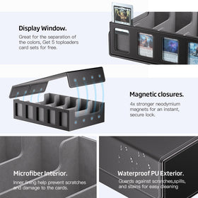 MORCCO waterproof-pu exterior protects sleeved and raw cards.