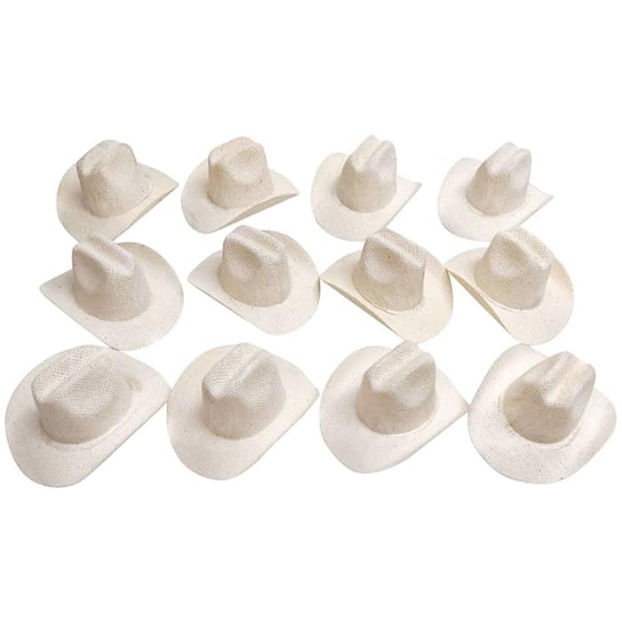 More Fiesta 12 mini cowboy hats front view, perfect party decor and festive flair.