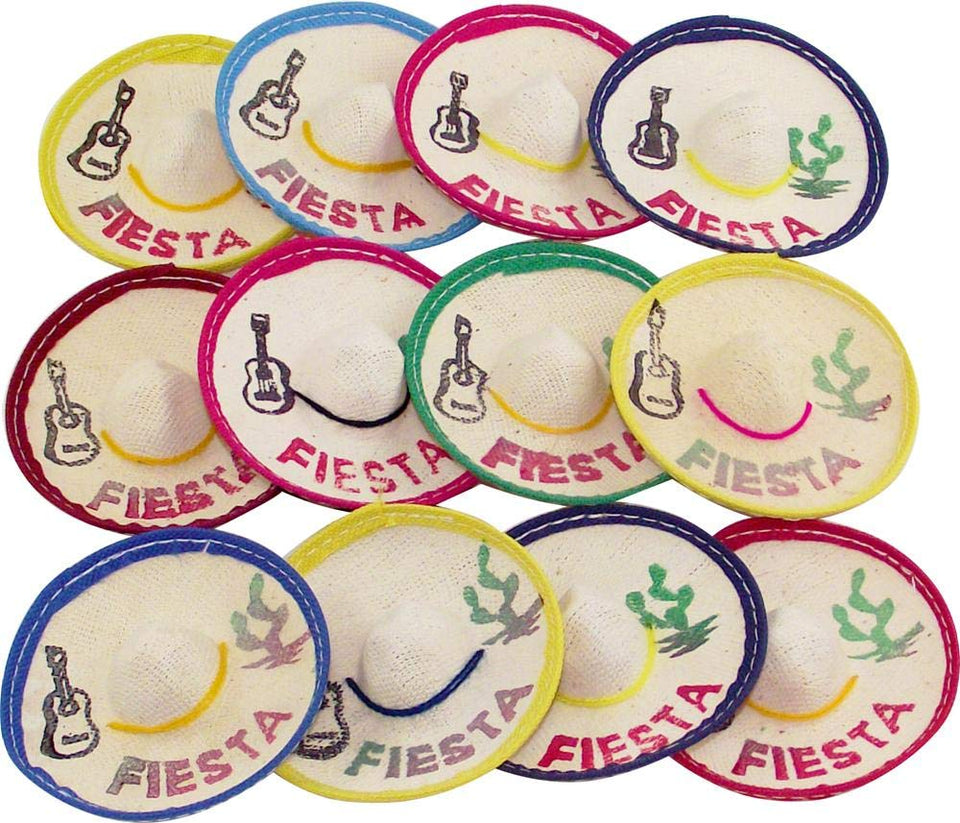 More Fiesta 24 mini sombreros in vibrant colors for Cinco de Mayo décor and party favors.
