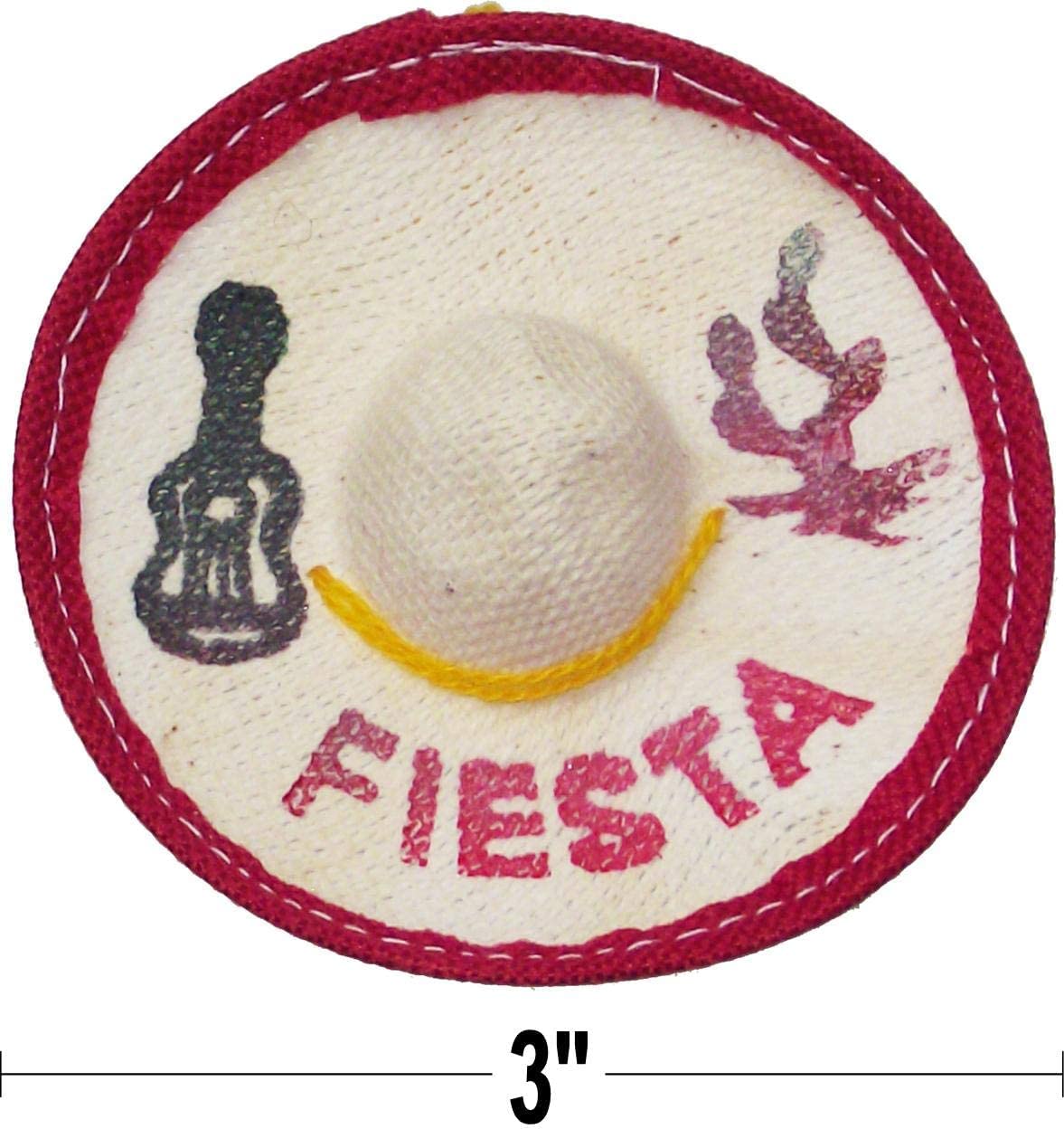 More Fiesta mini sombreros used as tabletop centerpieces to brighten a Fiesta tablescape.