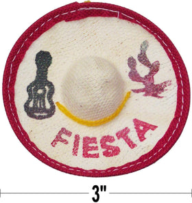 More Fiesta mini sombreros used as tabletop centerpieces to brighten a Fiesta tablescape.