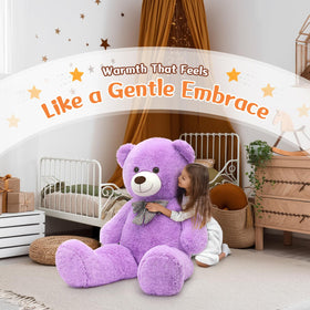 MorisMos 4-foot teddy bear on bed, a comforting nightly confidant