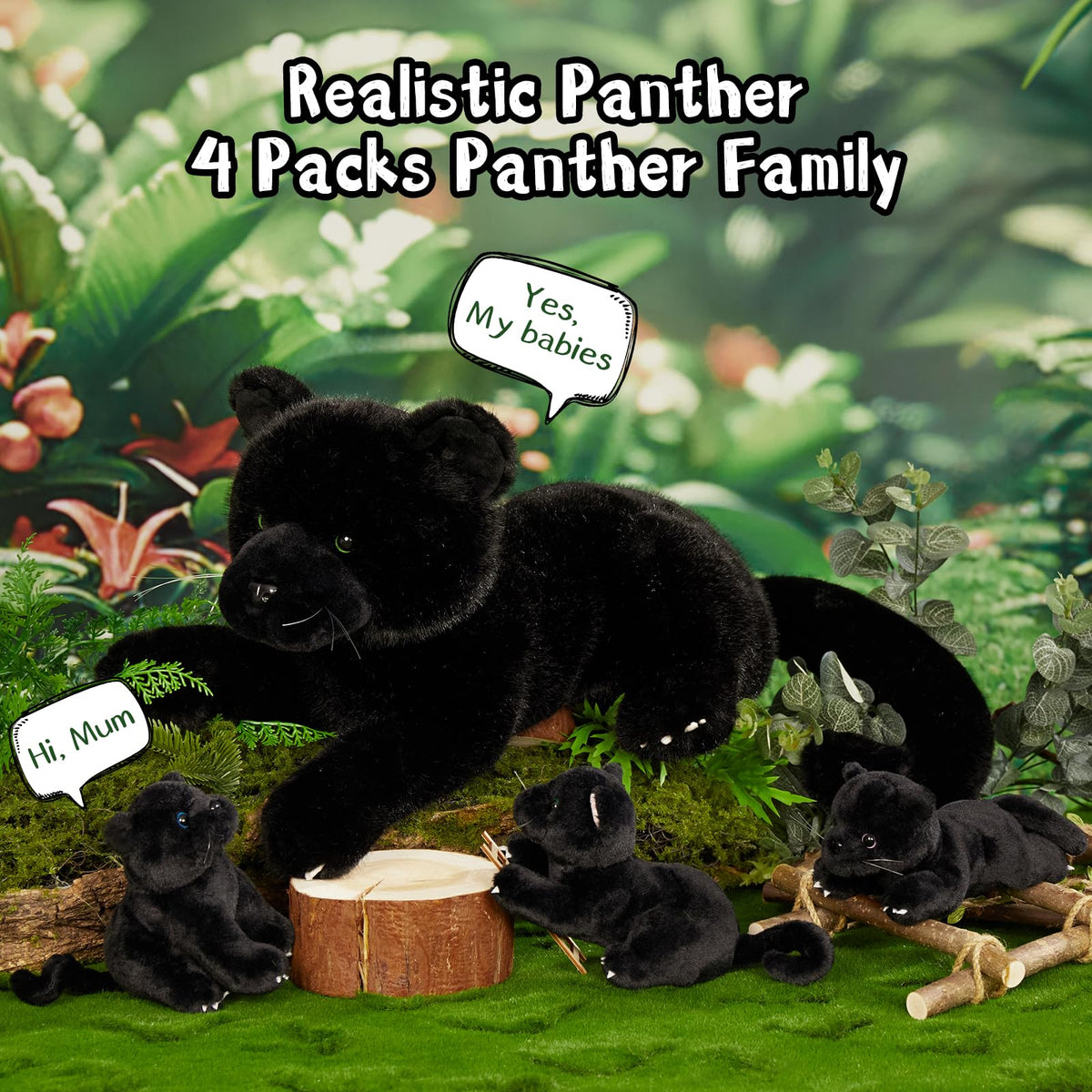MorisMos panther cubs inside belly design for imaginative mothering play