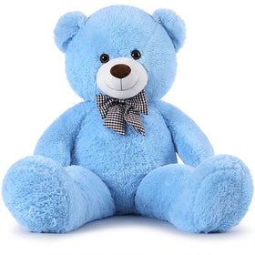 Moris-Mos bow-tie giant teddy blue front view for impressive gift appeal