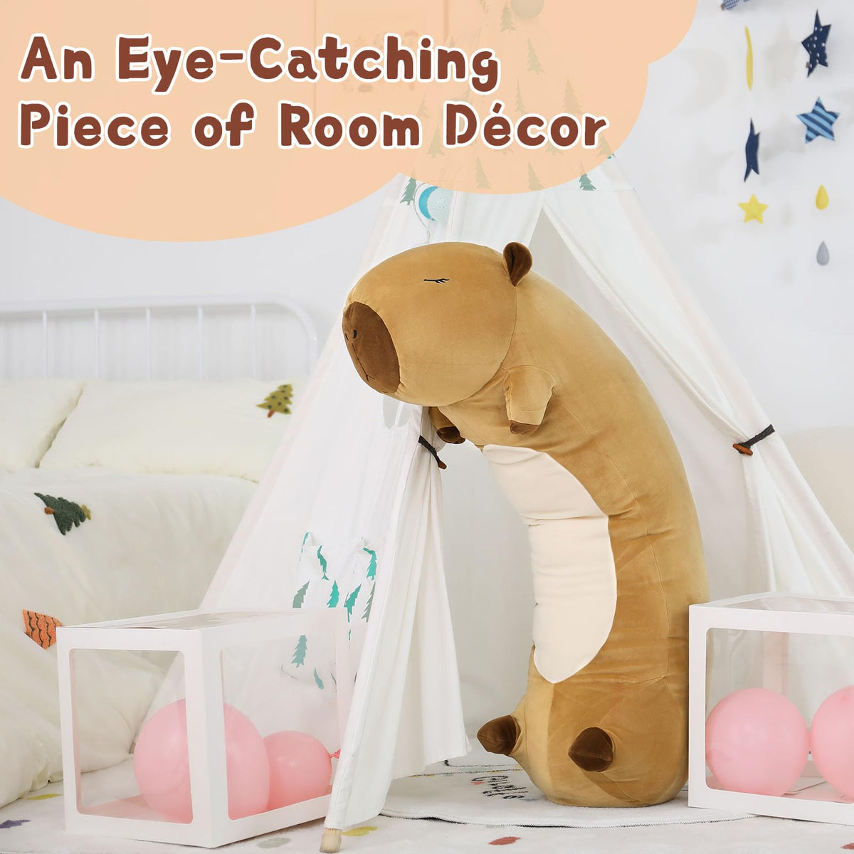 MorisMos capybara pillow care tip; air out in a ventilated space to regain fluff.