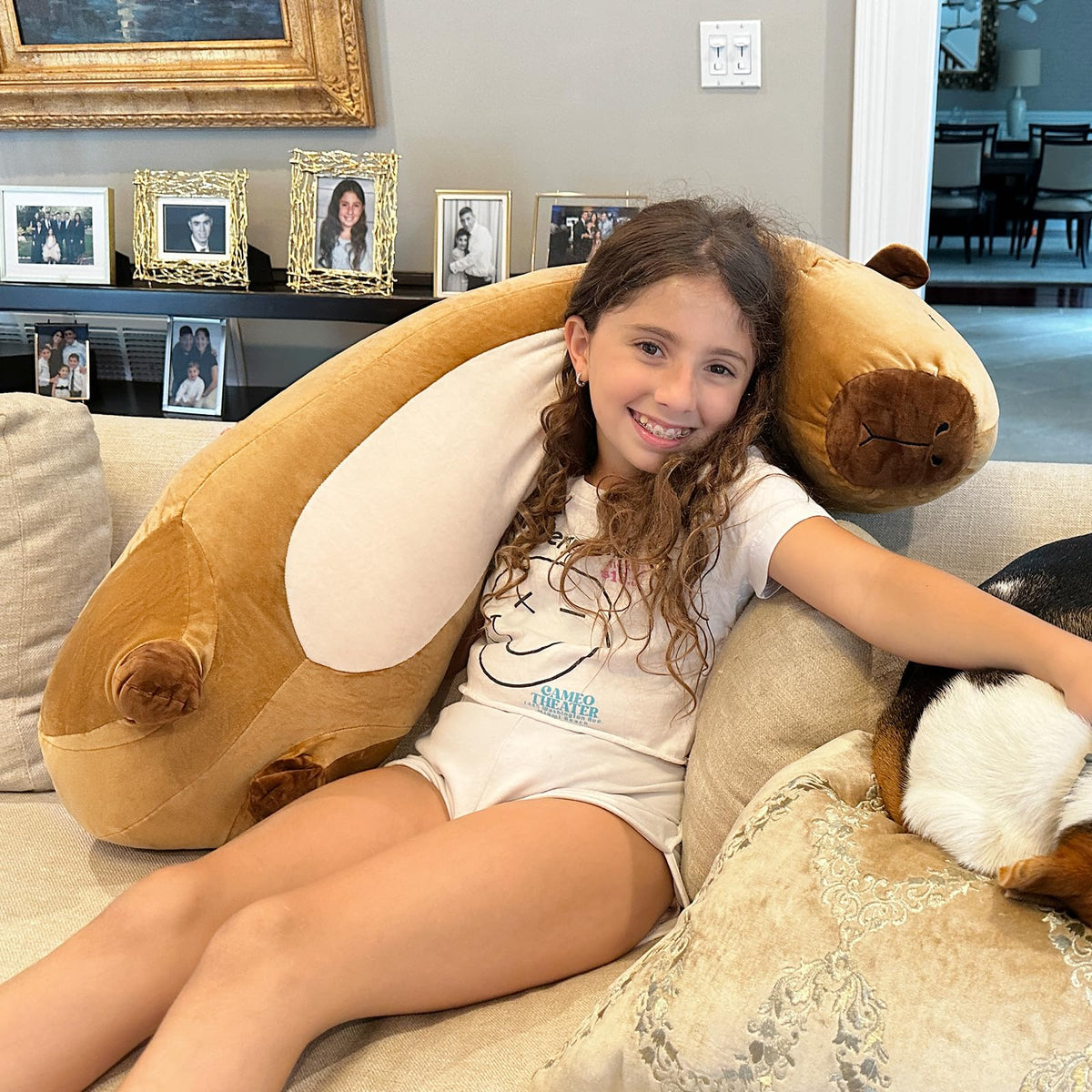 MorisMos capybara pillow machine-washable; easy care to keep plush looking fresh.