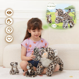 Moris-Mos cheetah fur texture close-up, showcasing soft fabric and lifelike print.