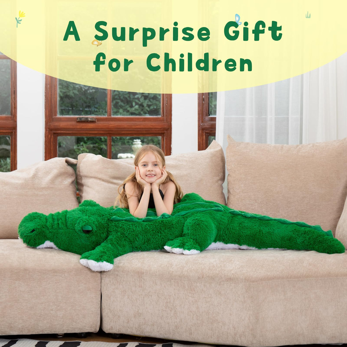 MorisMos crocodile floor pillow plush ideal for naps and lounging