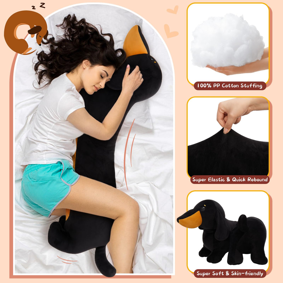 Moris-Mos dachshund plush on a sofa as cute decor