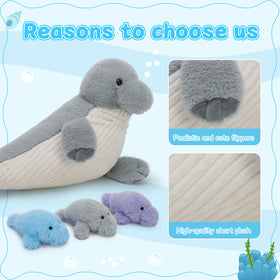 MorisMos easy-care spot-clean manatee plush supports simple maintenance