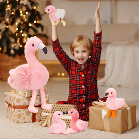 MorisMos flamingo makes a memorable birthday or baby shower present.