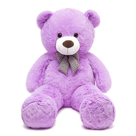 MorisMos giant teddy bear 4 feet with violet fur for dramatic unboxing and hugs