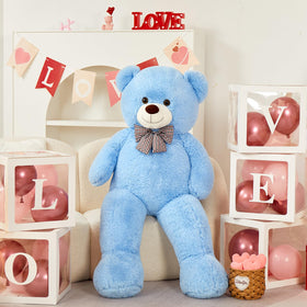 Moris-Mos giant teddy bear blue close-up shows soft fur ideal for hugs