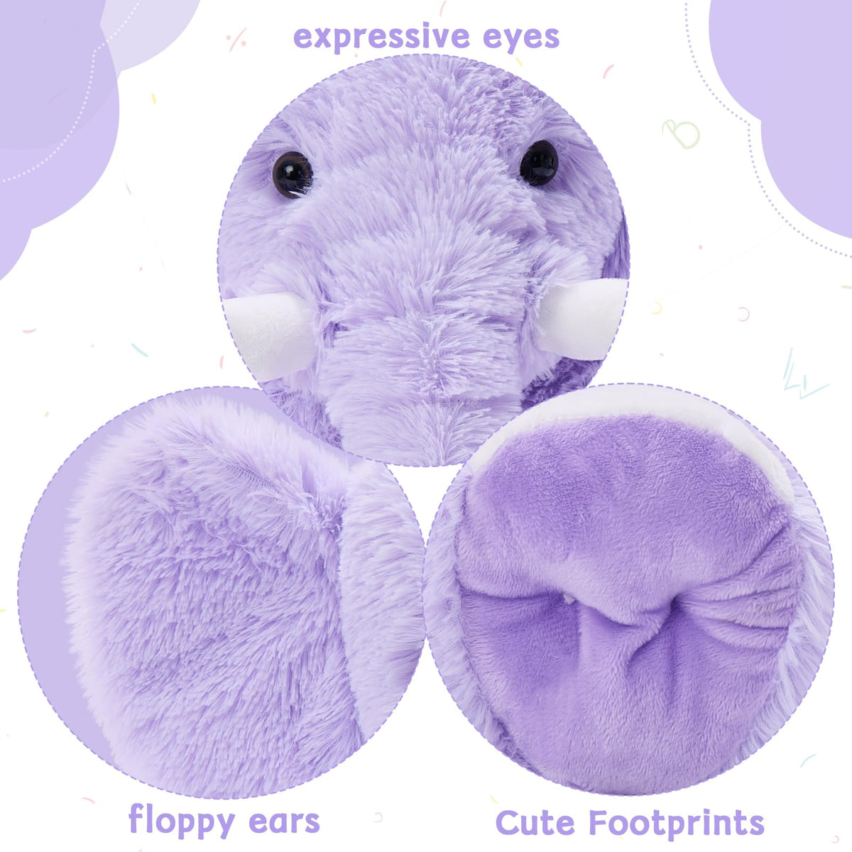 MorisMos large purple elephant plush bed time pillow, doubles as cozy decor and support.