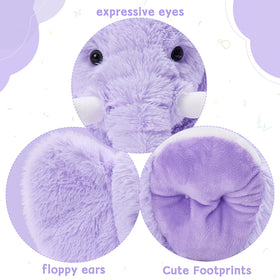 MorisMos large purple elephant plush bed time pillow, doubles as cozy decor and support.