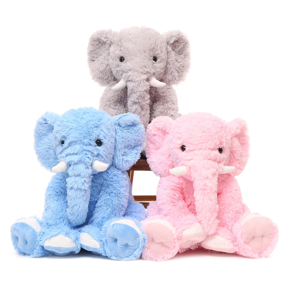 MorisMos large purple elephant plush decor, whimsical nursery or bedroom accent.