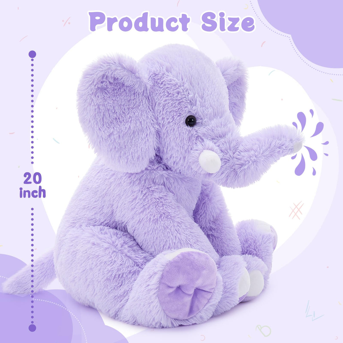 MorisMos large purple elephant plush side view, ideal for imaginative safari adventures.
