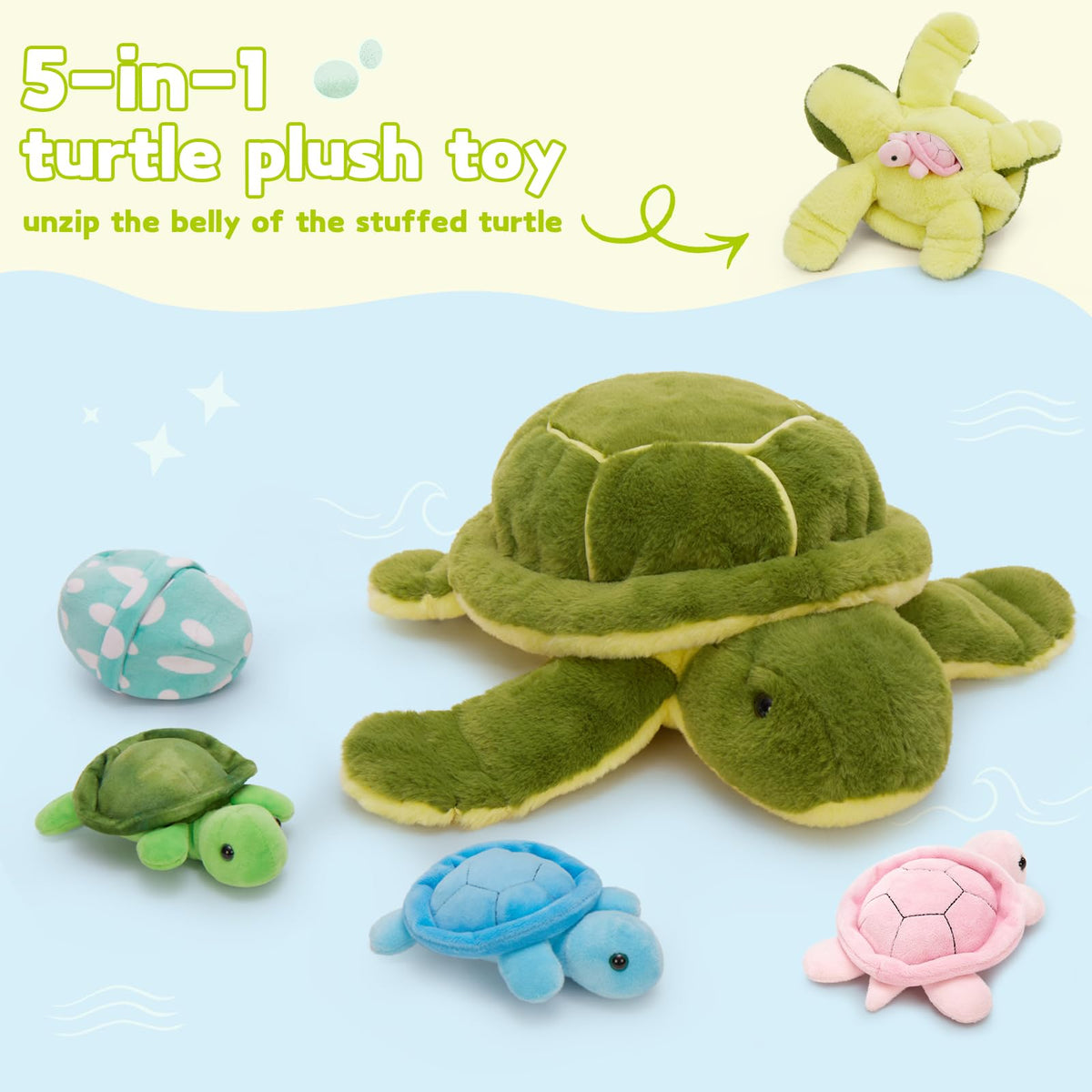 MorisMos turtle baby blue plush offers companionship during storytime