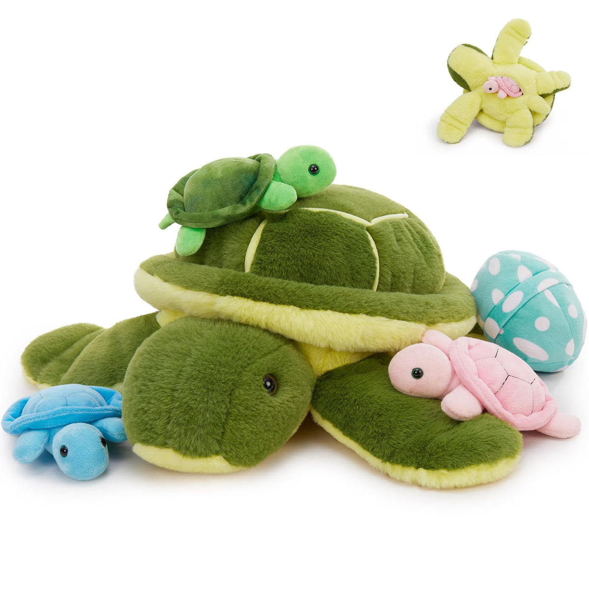 MorisMos turtle mama belly zipper plush for peek-a-boo play and storytelling
